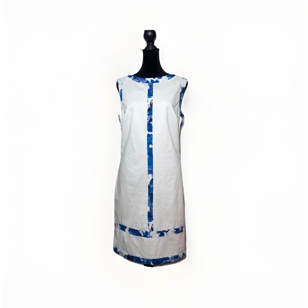 Lauren Ralph Lauren Women's Sleeveless Sheath Dress Size 14 White Cotton Blend